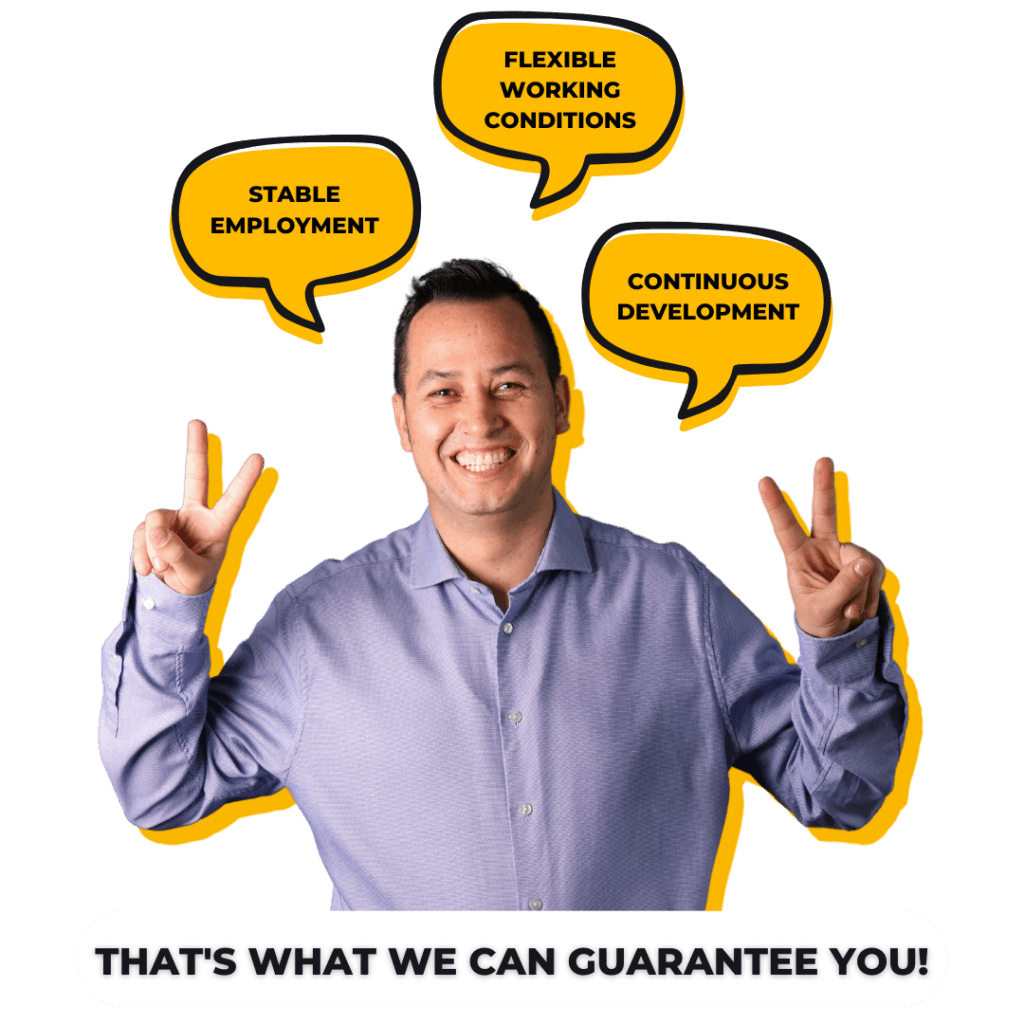 Smiling man talks about company's values