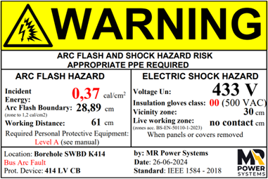 Example of an Arc Flash label